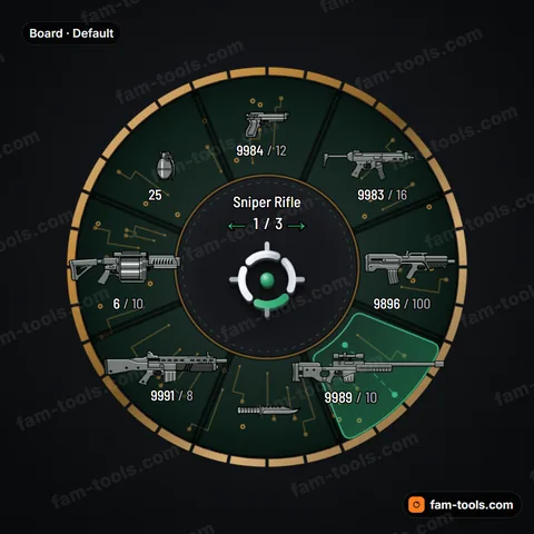 Board weapon wheel for FiveM, printed circuit board with copper traces, gold pads and solder mask