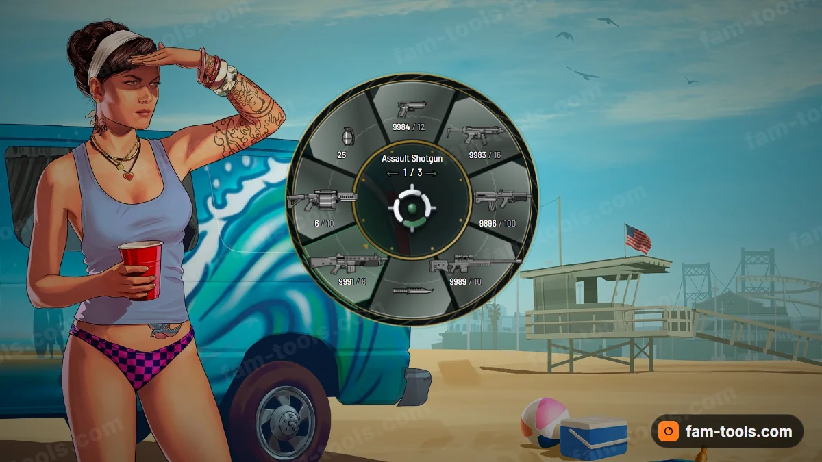 Bushido weapon wheel in the Moss palette