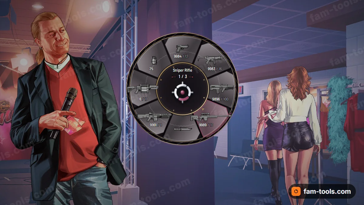 Bushido weapon wheel in the Plum palette
