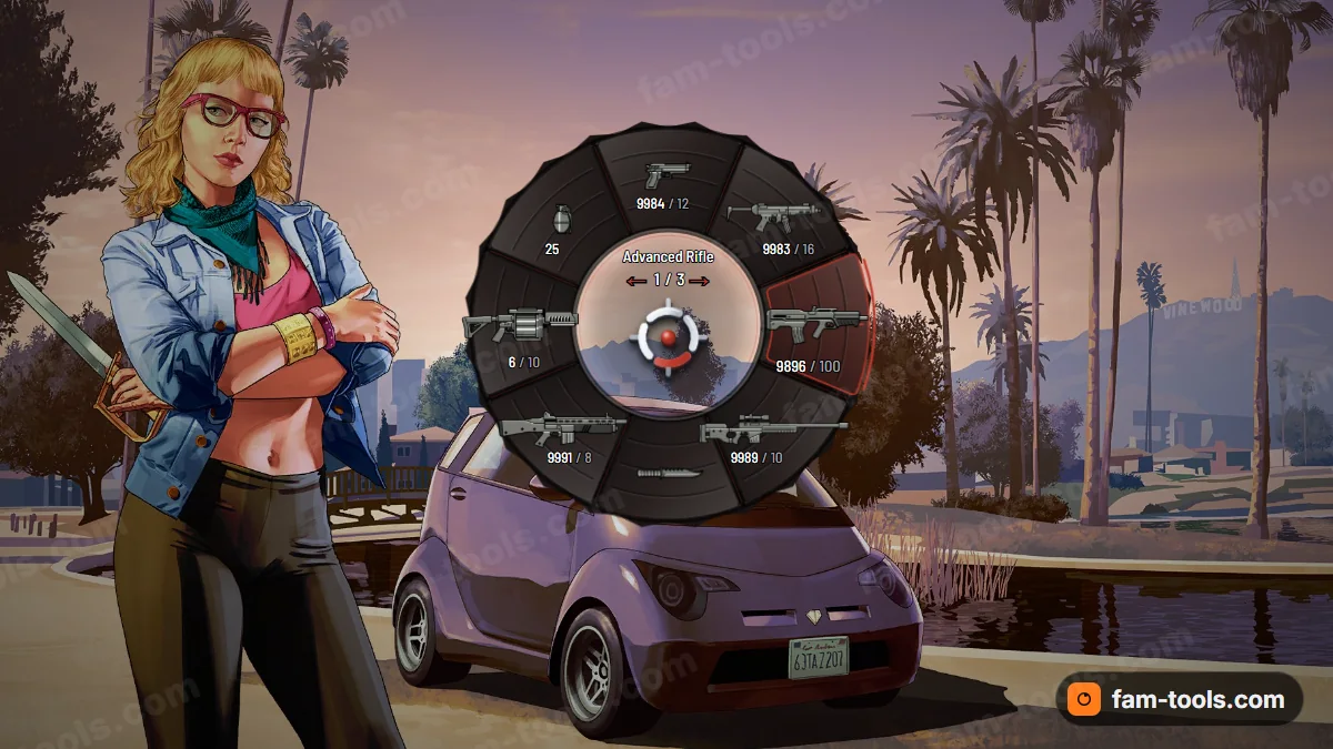 Carapace weapon wheel in the Carapace red palette