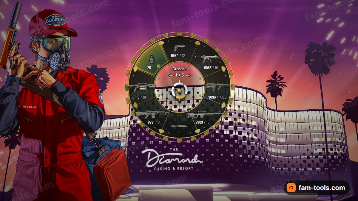 Cartel weapon wheel in the Jade & gold palette