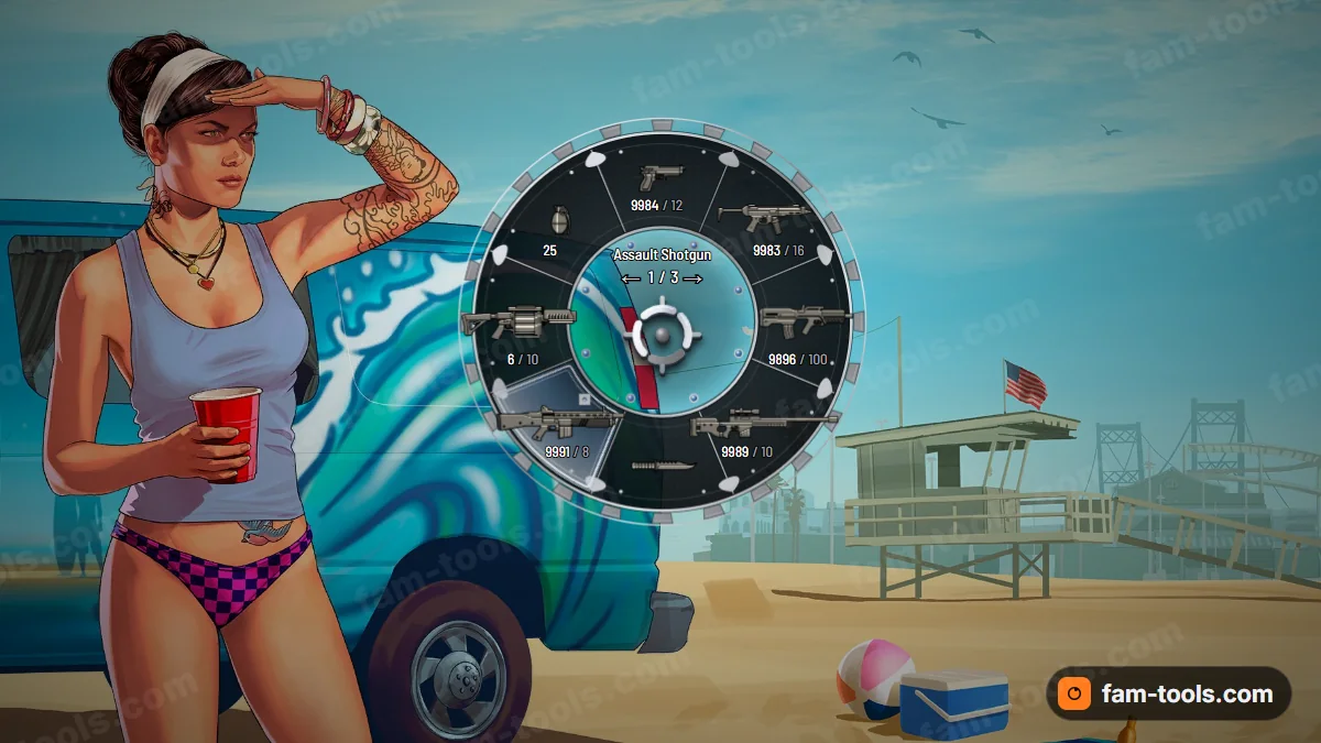 Cartel weapon wheel in the Platinum palette