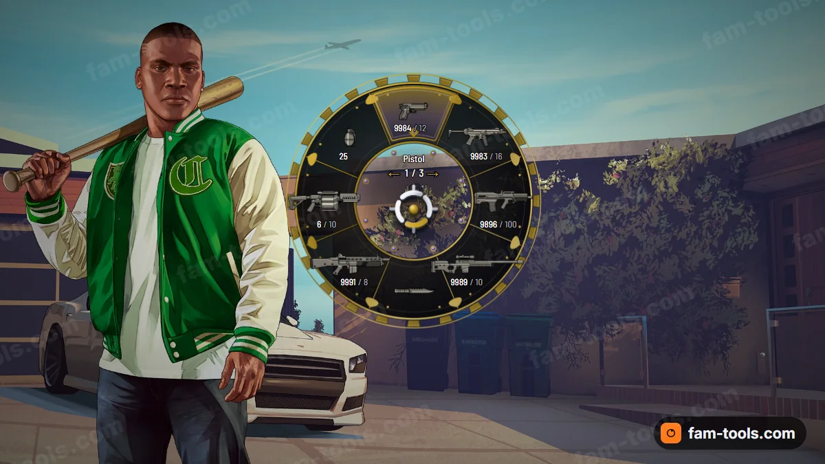 Cartel weapon wheel in the Obsidian gold palette