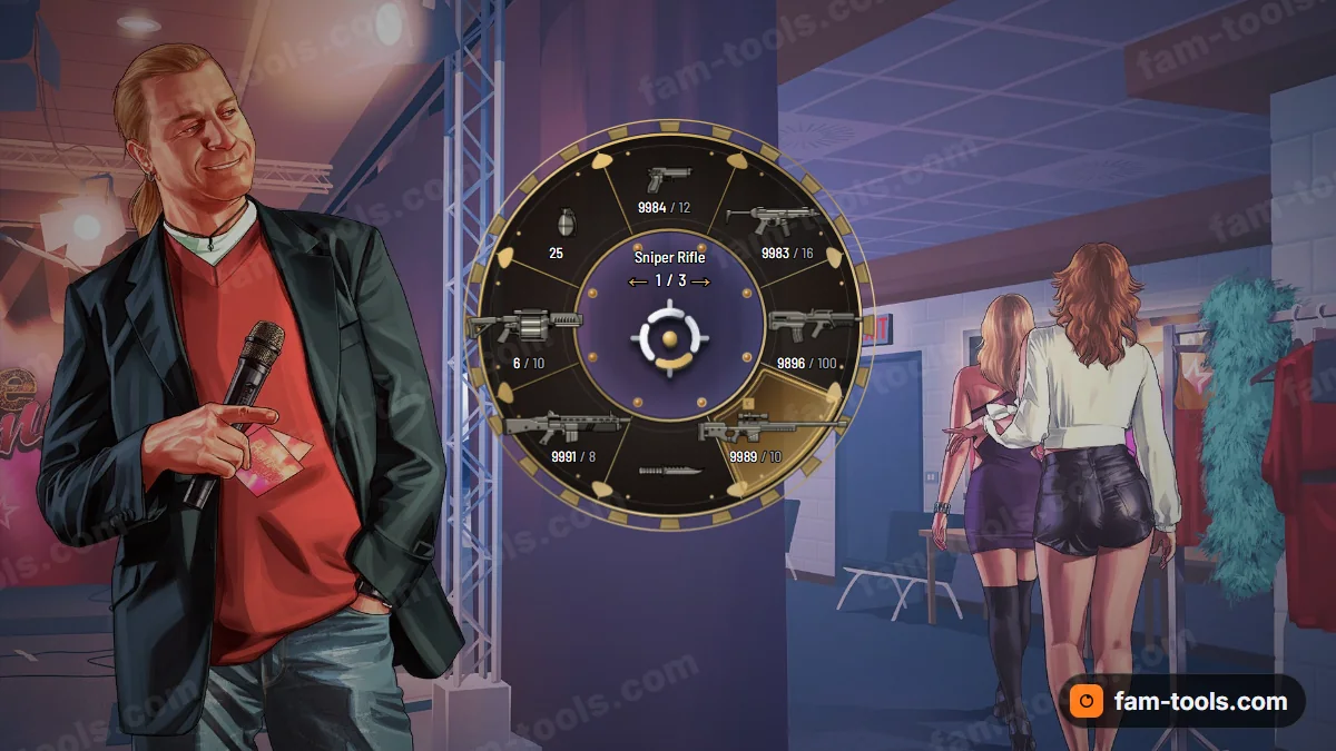 Cartel weapon wheel in the Desert gold palette