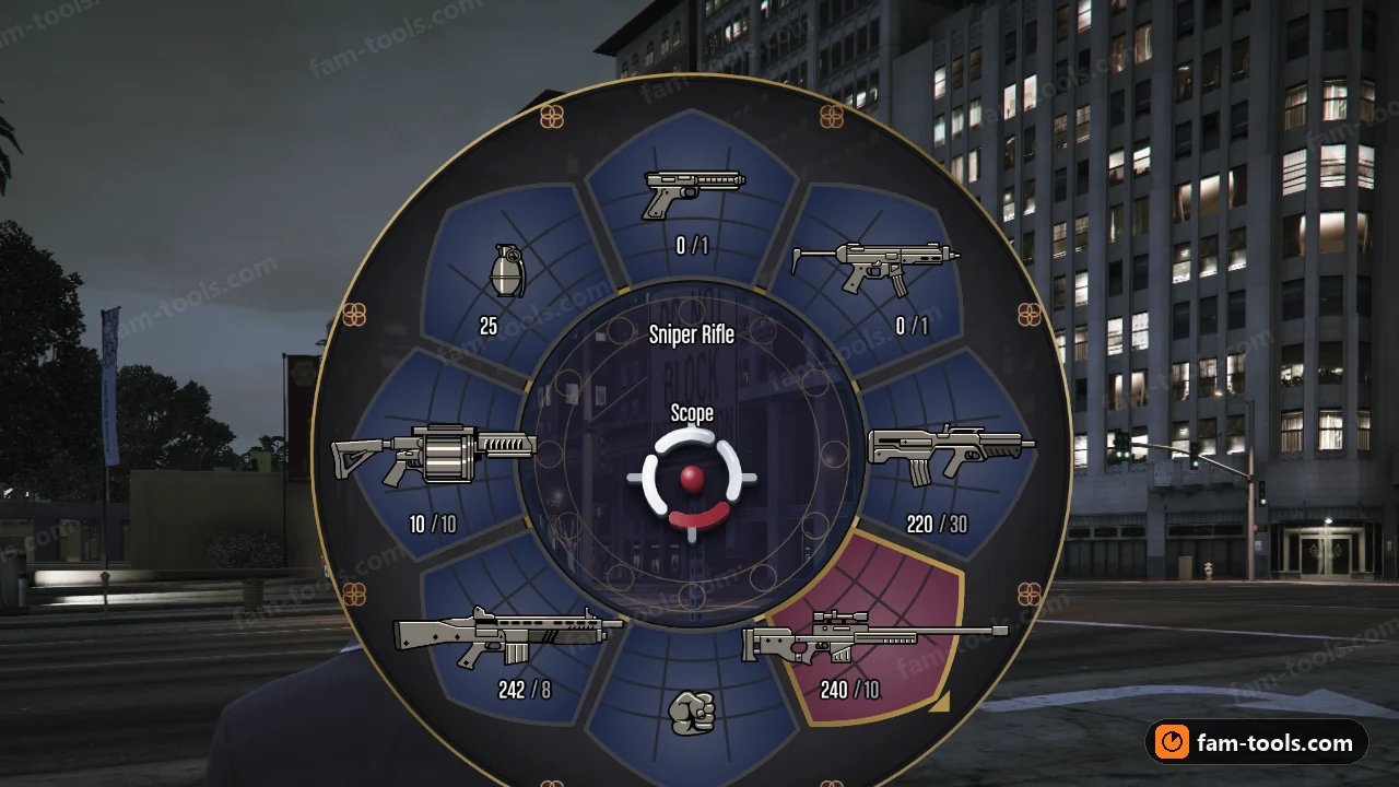 Cathedral weapon wheel in game on a FiveM server
