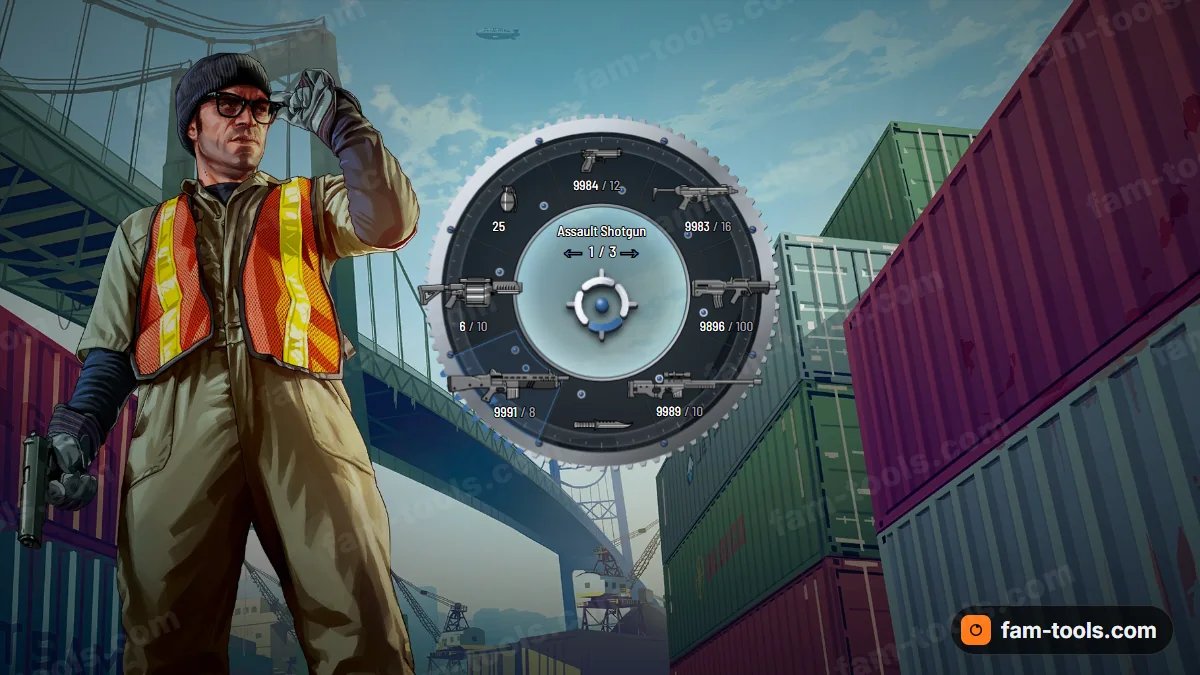 Chrono weapon wheel in the Blue steel palette