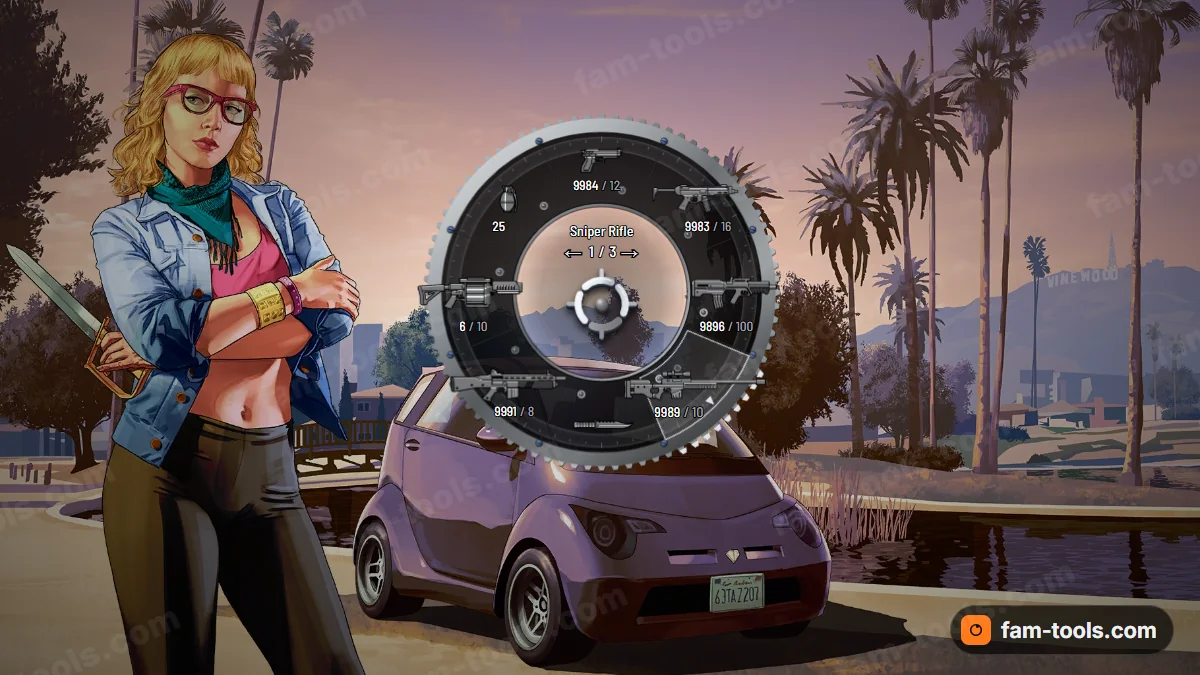 Chrono weapon wheel in the Noir palette