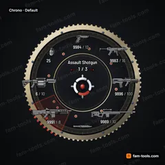 Chrono FiveM-compatible weapon wheel, watch movement: cut gear rim, jewel bearings and engine-turned dial