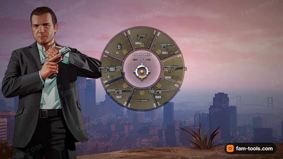 Crate weapon wheel in the Desert tan palette