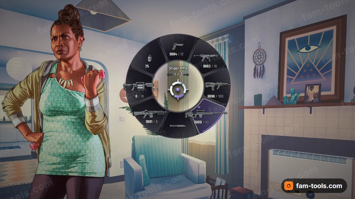 Cryo weapon wheel in the Nightfrost palette