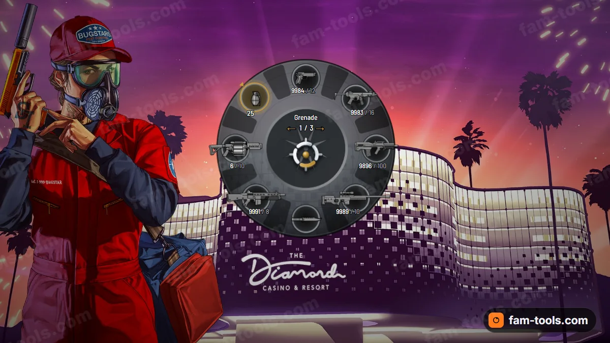 Drum weapon wheel in the Blued steel palette