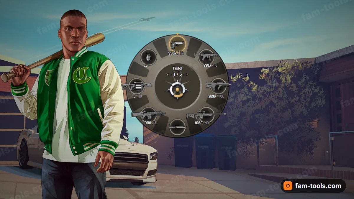 Drum weapon wheel in the Desert palette