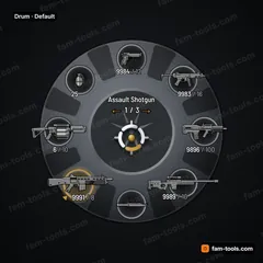 Drum FiveM-compatible weapon wheel, revolver cylinder with fluted chambers, brass rims and an ejector star