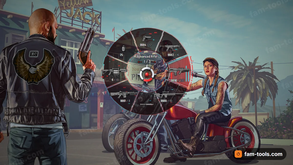 Glitch weapon wheel in the Error palette