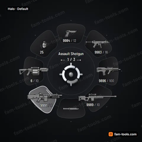 Halo weapon wheel for FiveM, floating pill slots on a hairline ring, minimal premium light