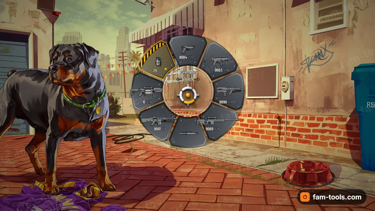 Juggernaut weapon wheel in the Hazard palette
