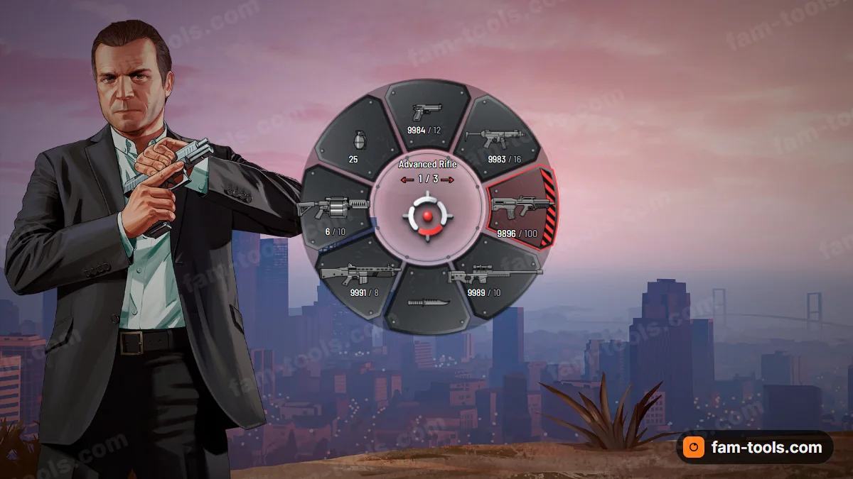 Juggernaut weapon wheel in the Gunmetal palette