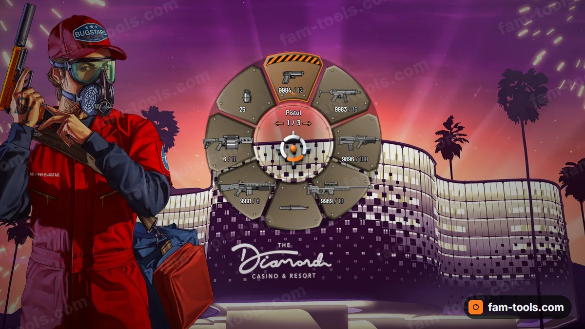 Juggernaut weapon wheel in the Desert palette