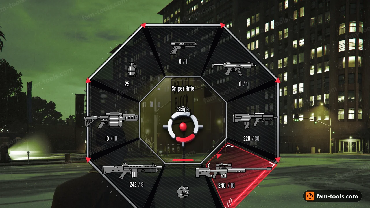 Killstreak weapon wheel in game on a FiveM server