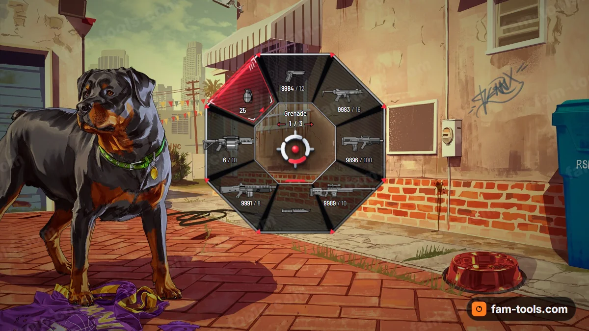 Killstreak weapon wheel in the Vendetta palette