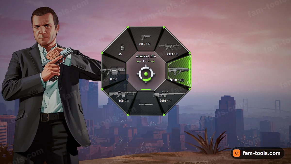 Killstreak weapon wheel in the Toxic palette