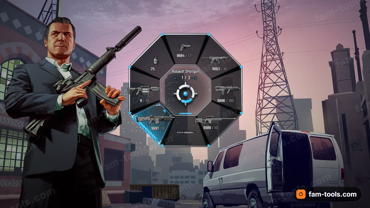 Killstreak weapon wheel in the Arctic palette