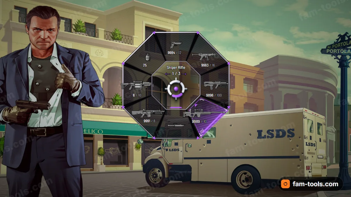 Killstreak weapon wheel in the Royale palette