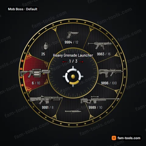Mob Boss weapon wheel for FiveM, pinstripe suit, art-deco gold, drum-mag rounds and velvet selection