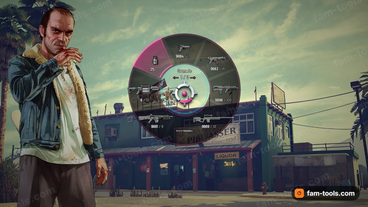 Neon Arc weapon wheel in the Synth palette