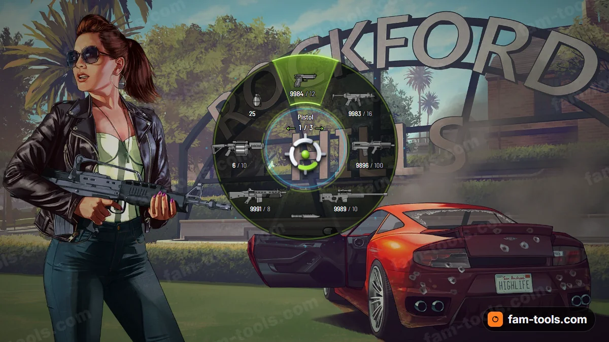 Neon Arc weapon wheel in the Laser palette