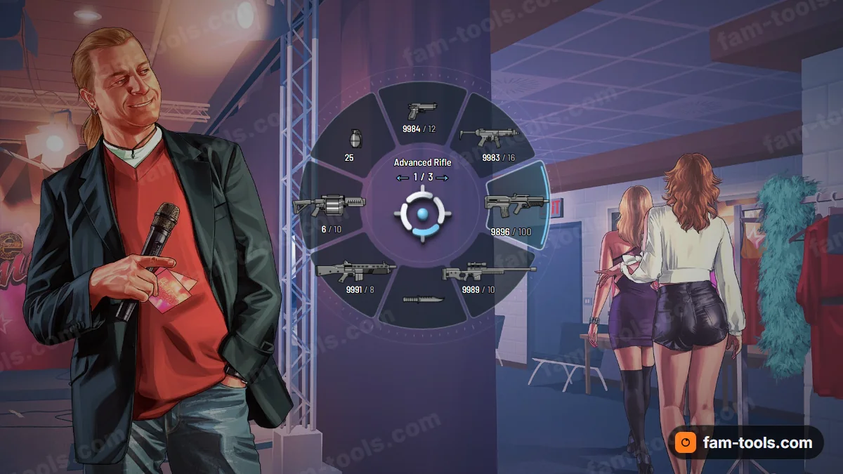 Onyx weapon wheel in the Glacier palette