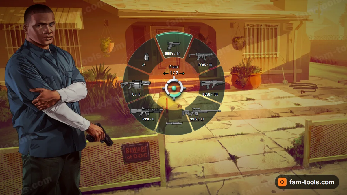 Onyx weapon wheel in the Jade palette