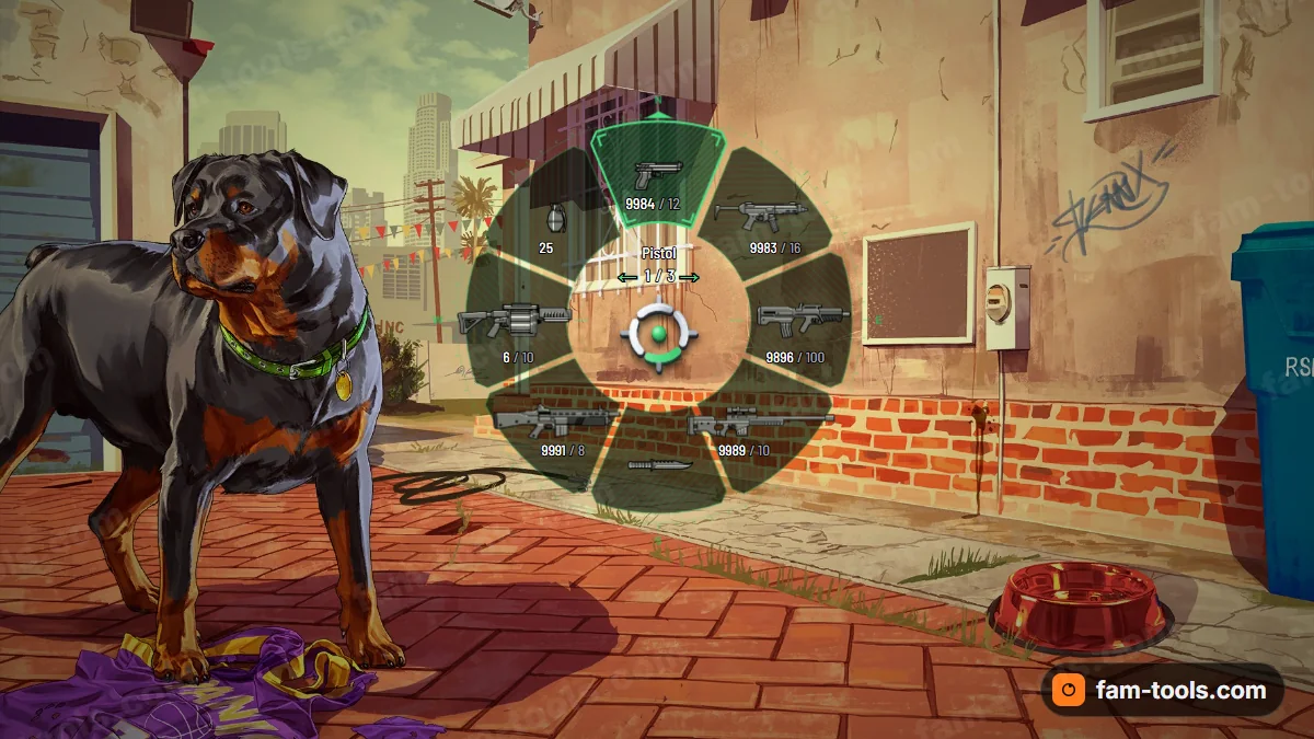 Ops HUD weapon wheel in the Night vision palette