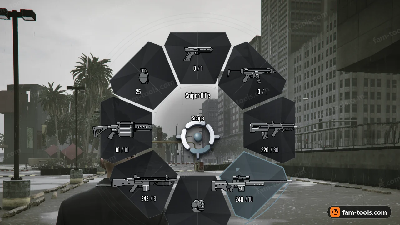 Phantom weapon wheel in game on a FiveM server