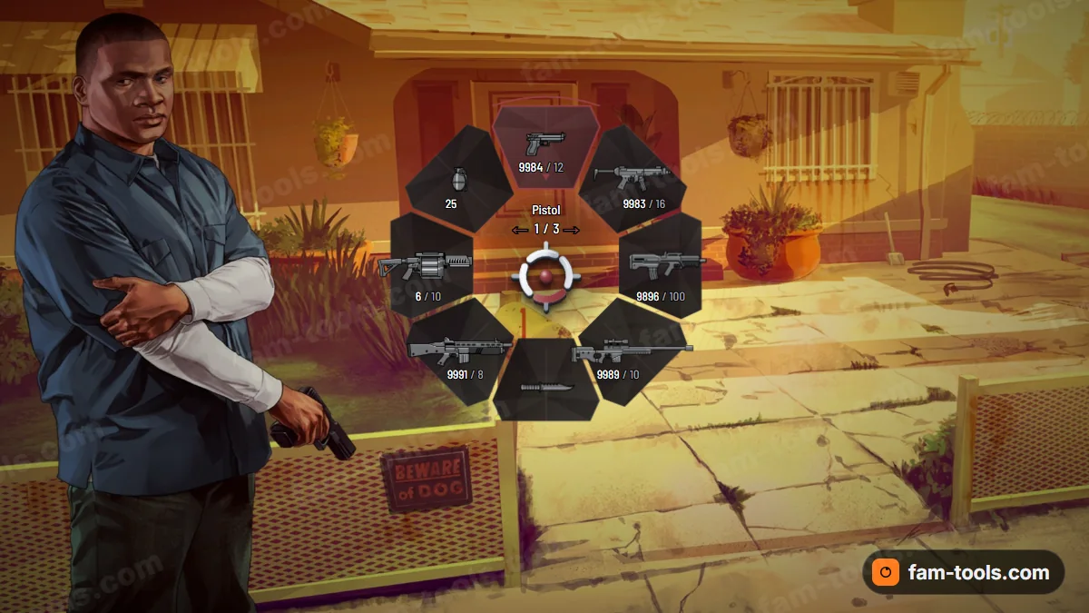 Phantom weapon wheel in the Crimson ghost palette