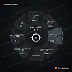 Phantom FiveM-compatible weapon wheel, low-observable faceted panels, matte radar coating and a whisper-thin accent