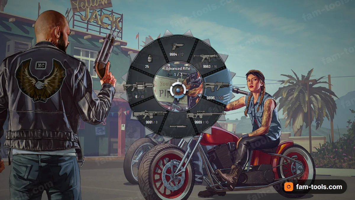 Predator weapon wheel in the Night hunt palette