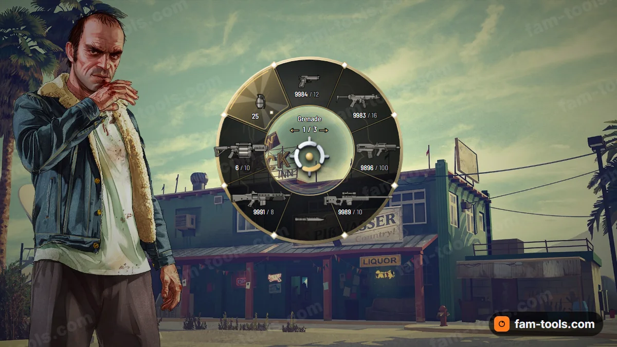 Prestige weapon wheel in the Champagne palette
