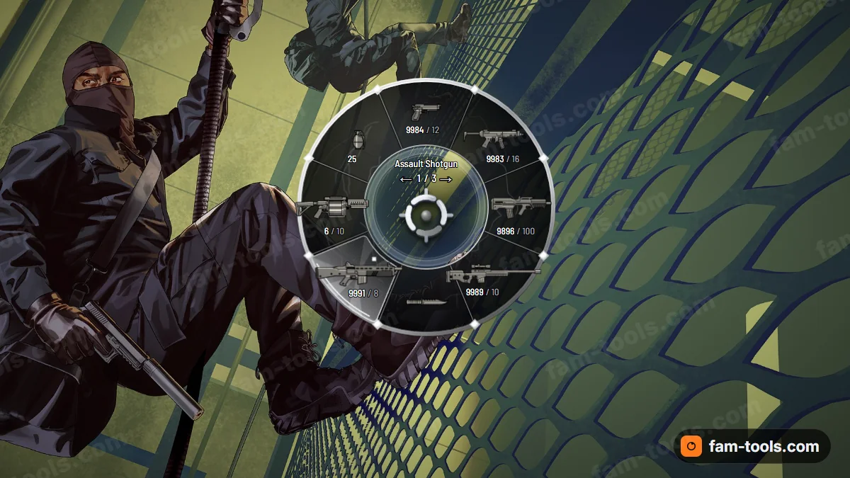 Prestige weapon wheel in the Platinum palette