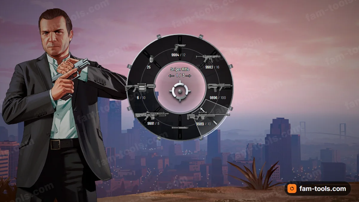 Reactor weapon wheel in the Graphite palette
