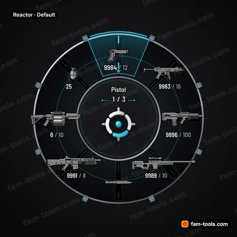 Reactor weapon wheel for FiveM, machined core ring with recessed conduits and capacitor blocks