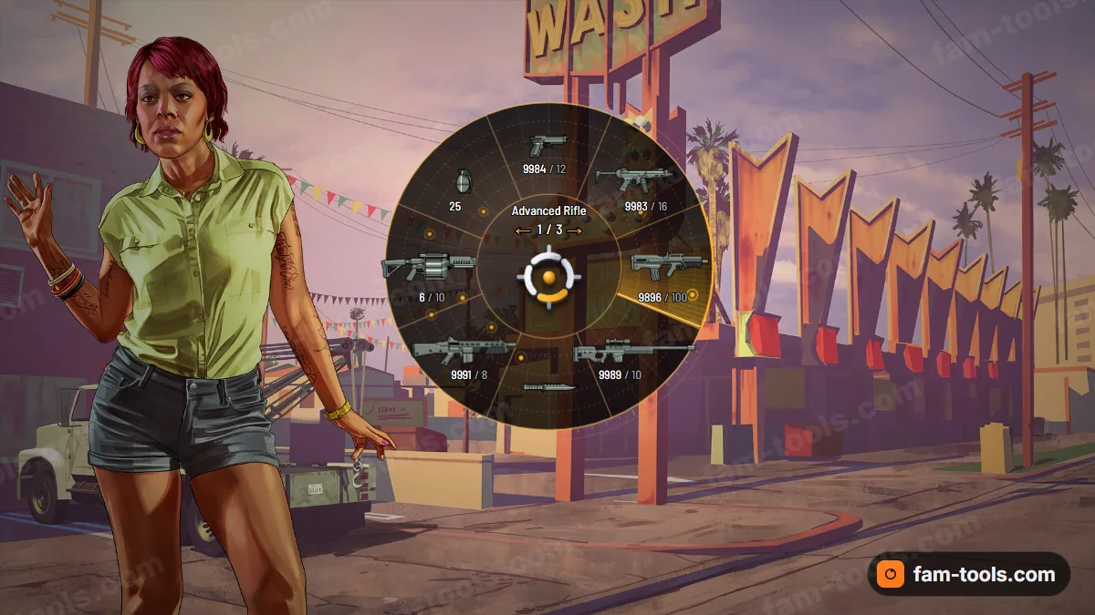 Recon weapon wheel in the Amber palette