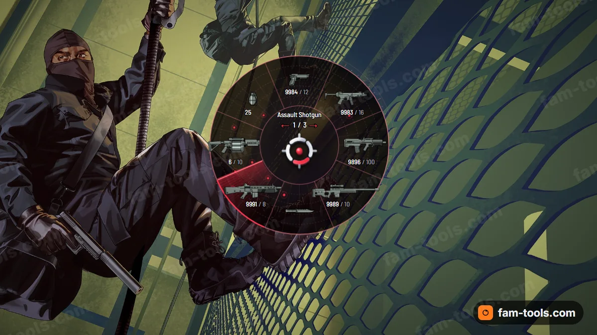 Recon weapon wheel in the Hostile palette