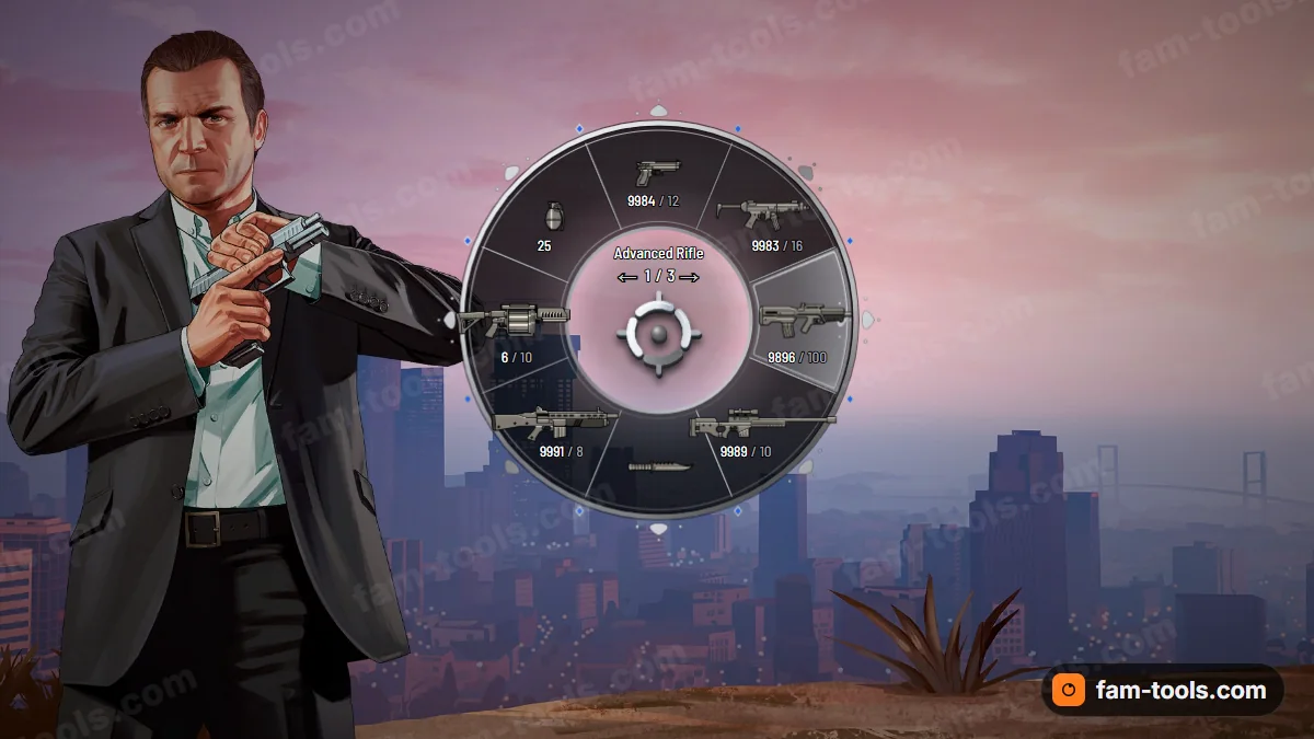 Royal weapon wheel in the Silver palette