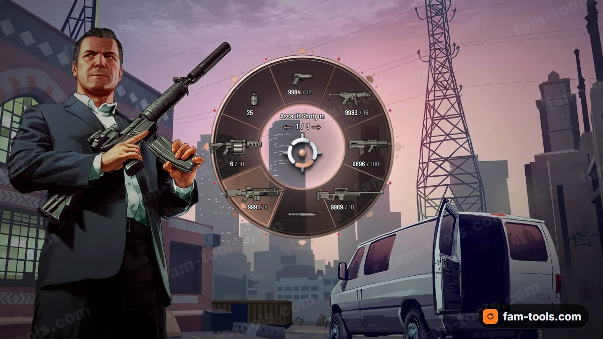 Royal weapon wheel in the Rose gold palette
