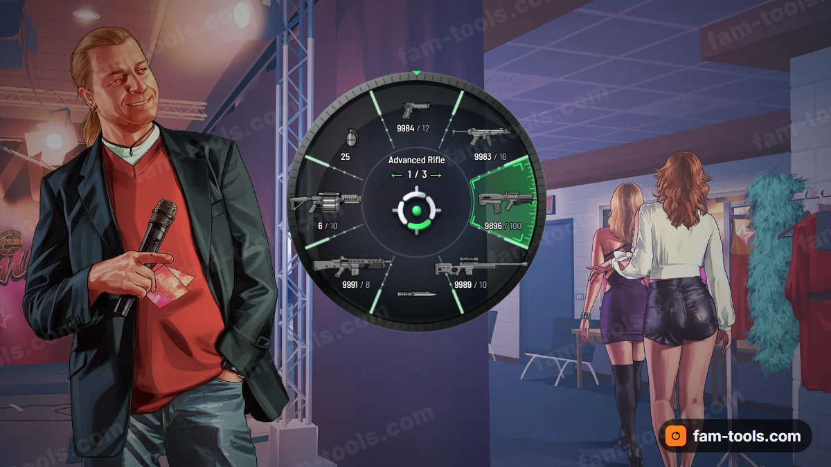 Scope weapon wheel in the Night ops palette