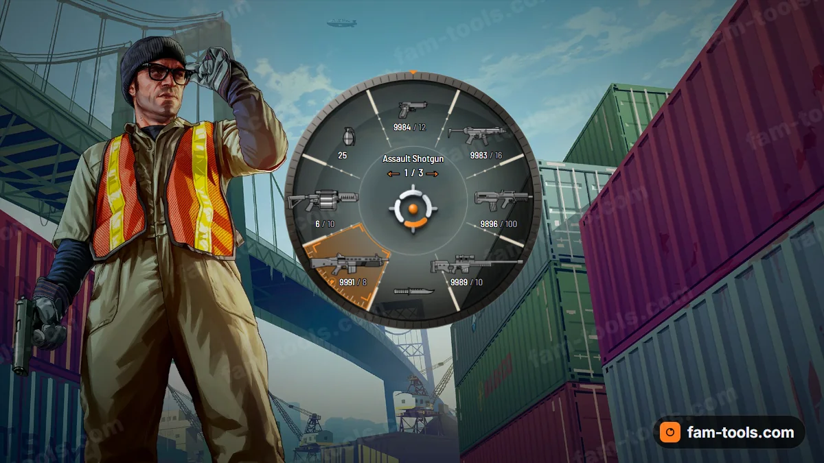 Scope weapon wheel in the Desert palette