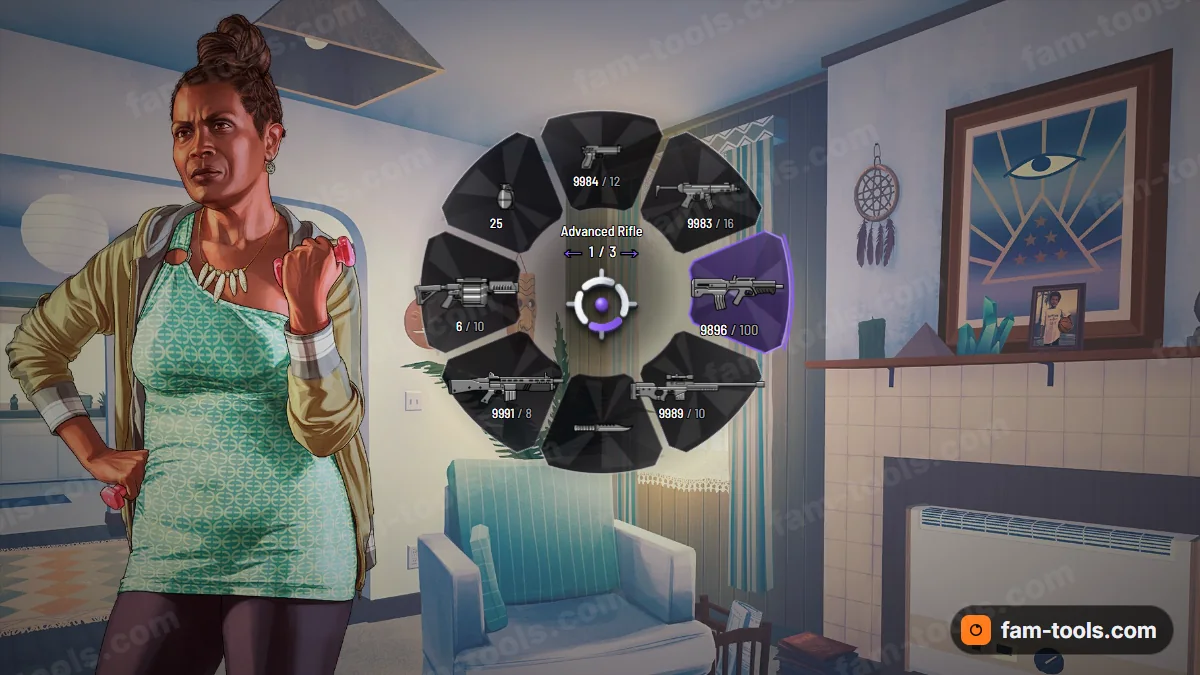 Shard weapon wheel in the Void palette