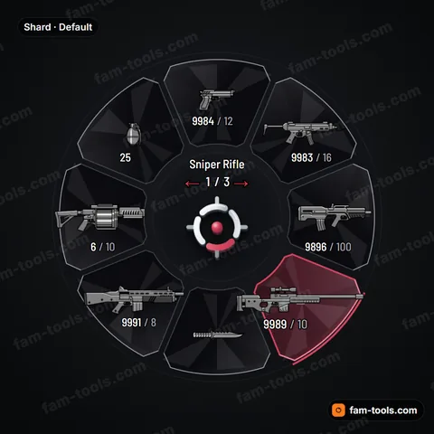 Shard weapon wheel for FiveM, faceted glass panels cut apart, crisp edge light and cold reflections