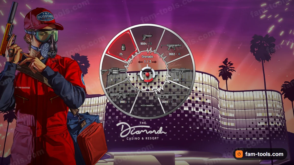 Shattered weapon wheel in the Blood palette